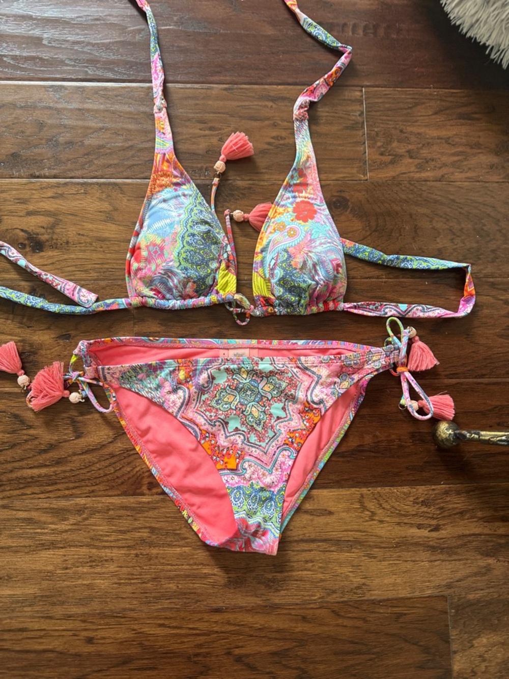 Bleu Rod Beattie Pink Multicolor Paisley Tie Bikini